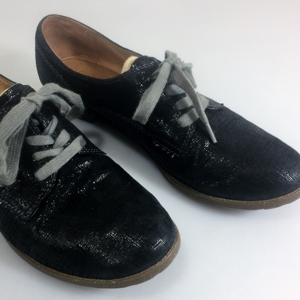 Anthro Naya 7.5 Tiber Black Shiny Oxford Shoes